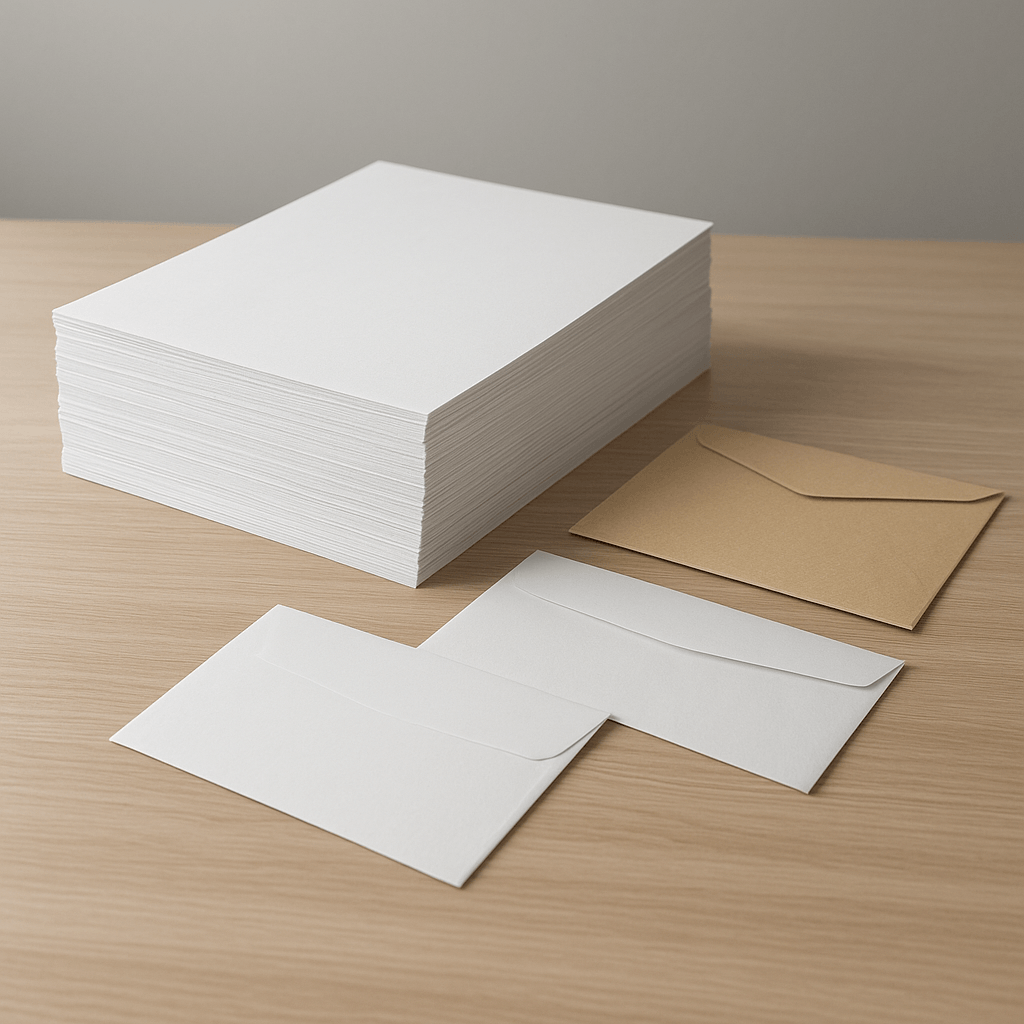 Printer paper and envelopes